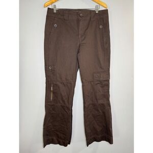 Eddie Bauer Womens Size 12 Cargo Pants Brown Cotton Utility Easy Fit